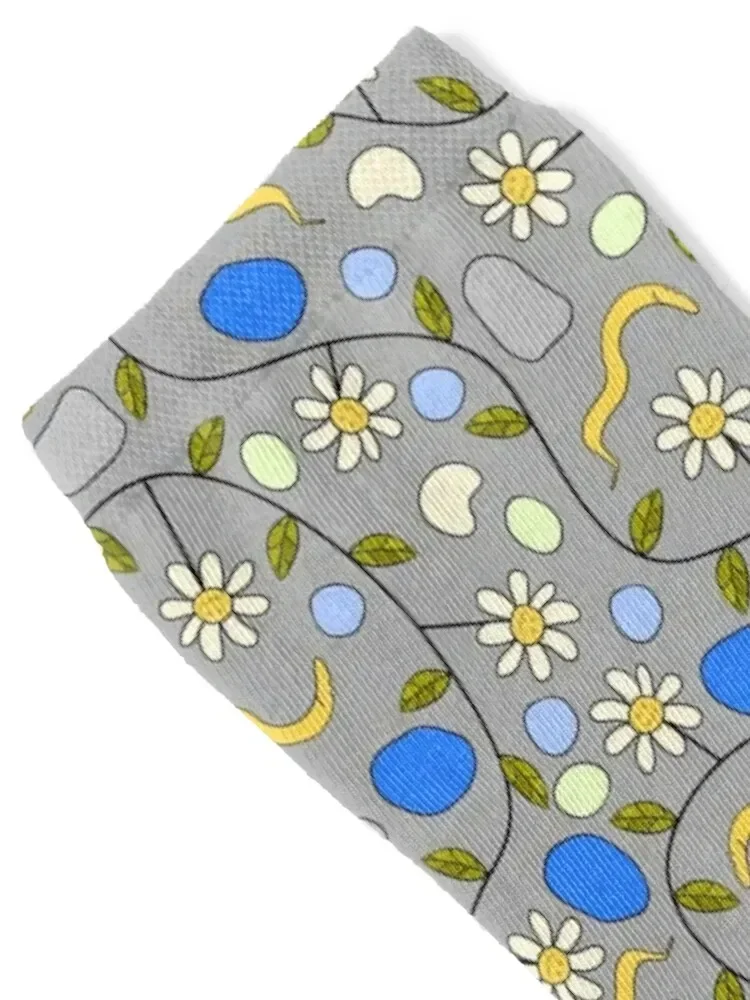 C. elegans Worms and Grumpy Flowers on Grey Socks loose floor christmas stocking Male Socks Women's