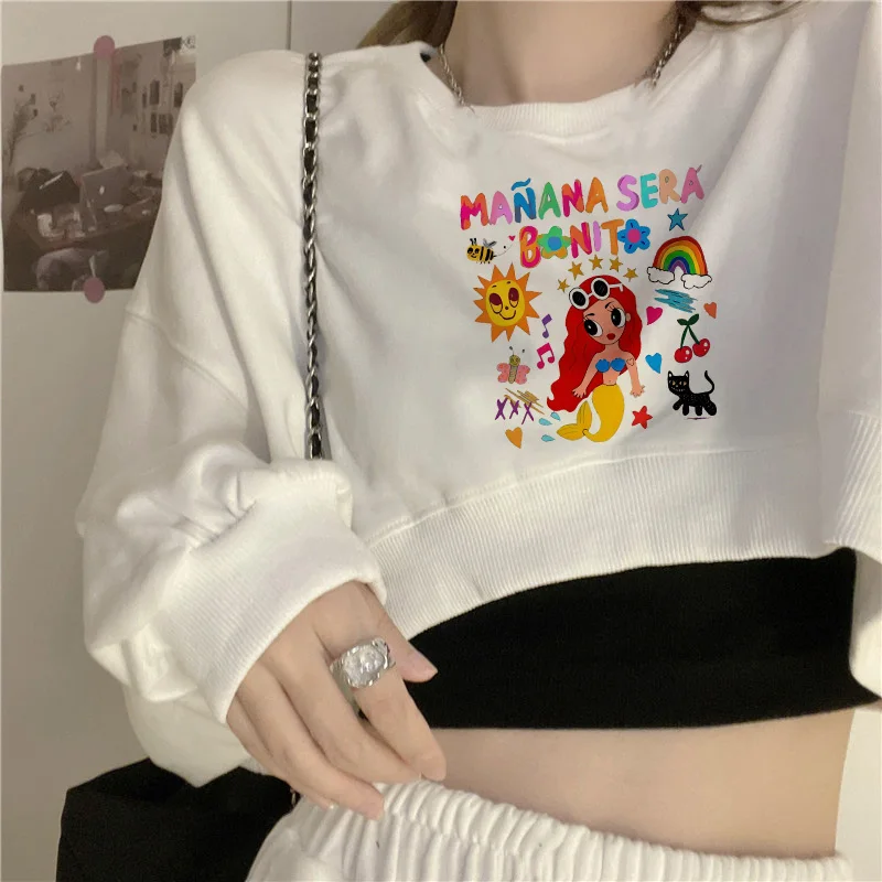 90s Y2k Sweatshirt Woman Hoodie Manana Sera Bonito Bichota Karol G Hoodies Women Graphic Trendy Clothing Streetwear Crop Tops