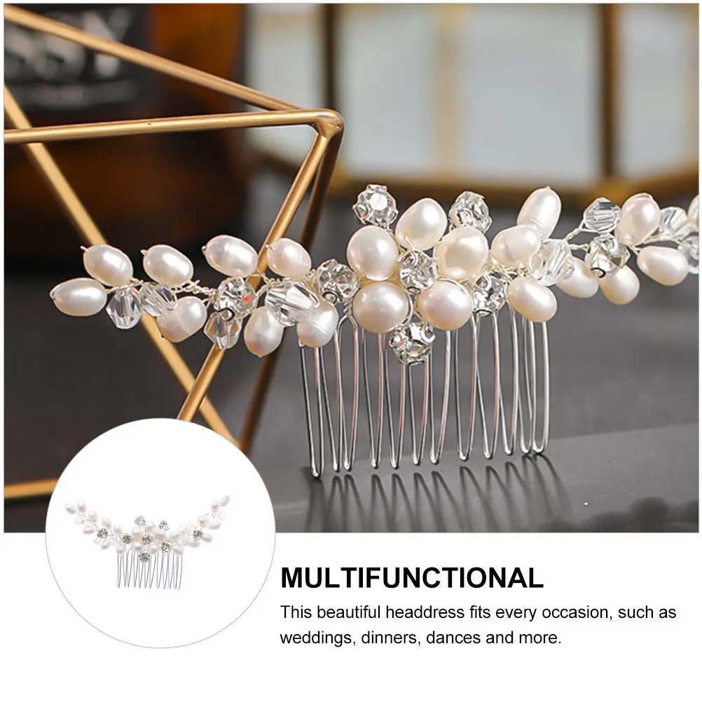 

Luxury Pearl Comb Elegant Bridal Headpiece Wedding Headdress Premium Crystal Decorative Hair For Women Girls Bridal Pearl
