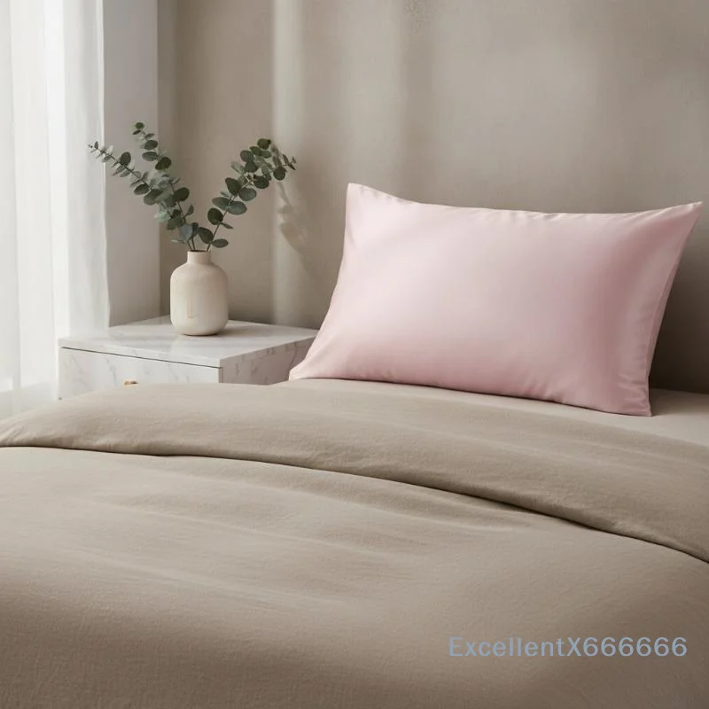Satin Pillowcases 2Pcs Pink No Pilling Ultra Soft Hair & Skin Protective for Home Bedroom Deep Bedding Sleep