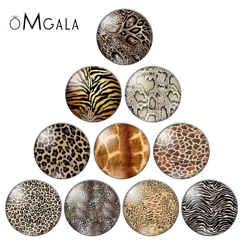 New Animal skin leopard Print Patterns  8mm/10mm/12mm/18mm/20mm/25mm Round photo glass cabochon demo flat back Making findings