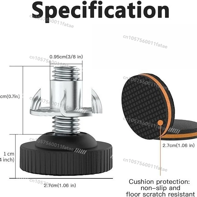 

Adjustable furniture leveler, leveling feet, with rubber pads