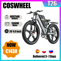 Coswheel T26 Electric Bicycle 1500W Brushless Motor 48V 25AH Lithium Battery Aldult Electric Bike 26*4.0in  Fat  Mountain E-Bike