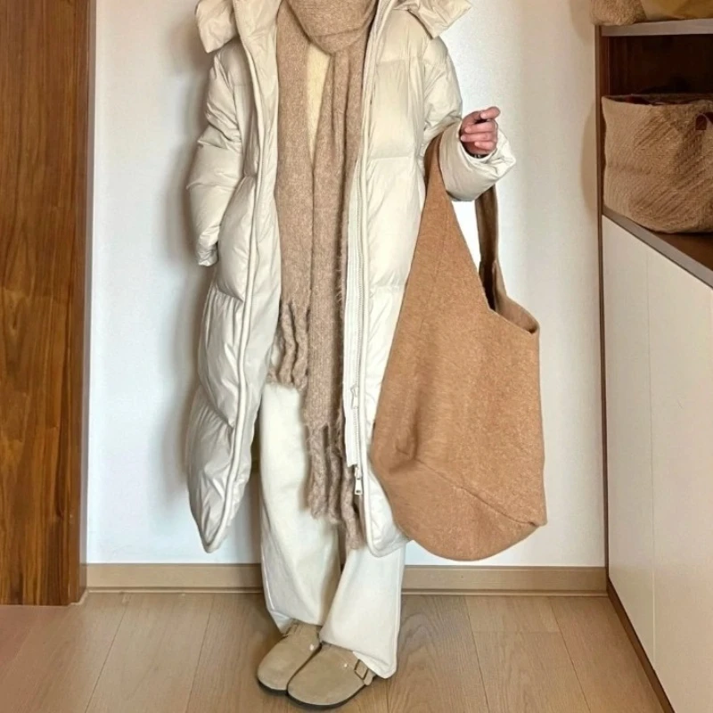 2025, nieuwe losse dikke katoenen gewatteerde damesjas, warme jas met lange capuchon, casual winterbovenkleding