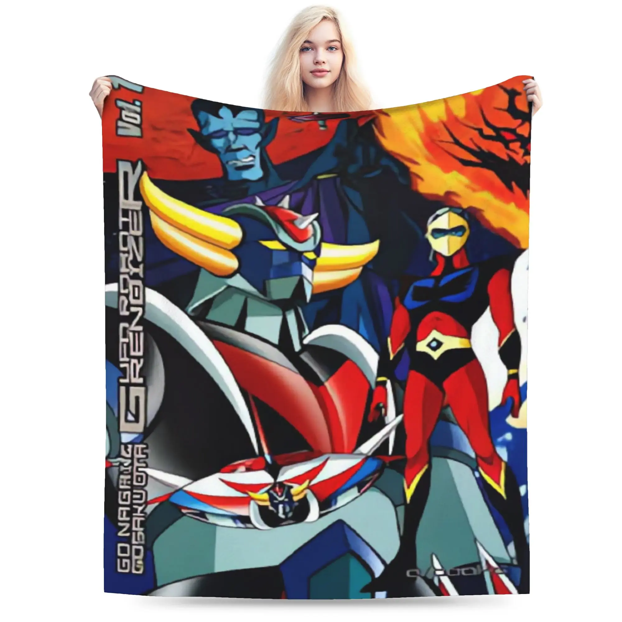 Super Warm Blankets Girls Boys Travel Ufo Robo Grendizer Goldorak Throw Blanket Flannel Bedspread For Couch Chair Sofa Bed Cover