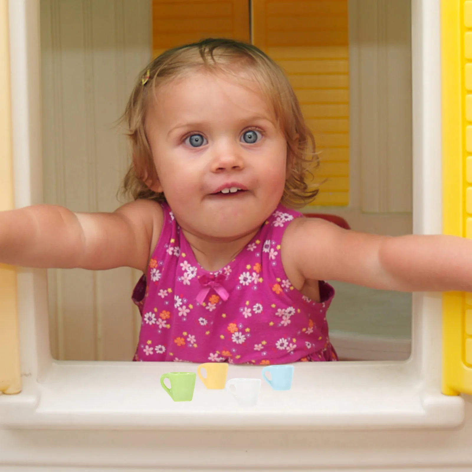 

16Pcs Miniature Tea Cups Lightweight Resin Mini Coffee Mugs Mini Dollhouse Accessories Kid Friendly Portable