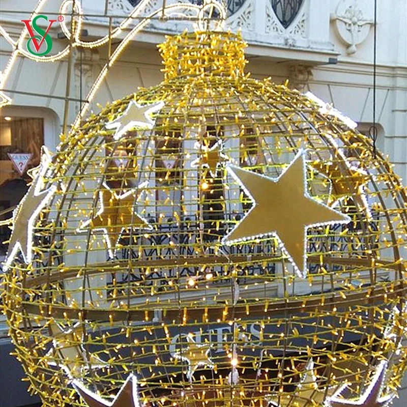 Outdoor Street Decor 3D Large LED Ball Motif Light Creative Illuminated Led Lighting Sphere Shaped Christmas Ball Light