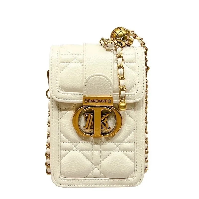 

2024 NEW High end brand Genuine leather phone bag Summer New Luxury Mini Chain Phone Bag Women's Single Shoulder Crossbody Bag