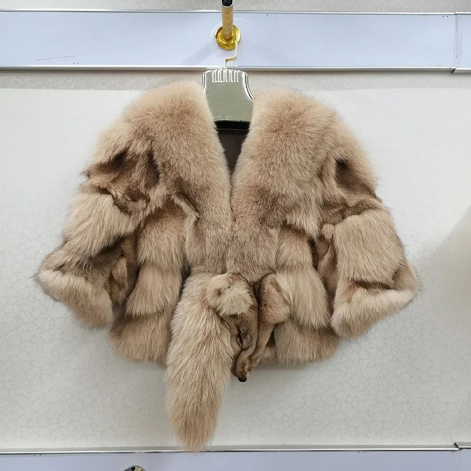 2026 New Women Genuine Real Fox Fur Coat Winter Lady 100% Natural Fox Fur Short Style Overcoat Good Quality Real Fox Fur Jacket