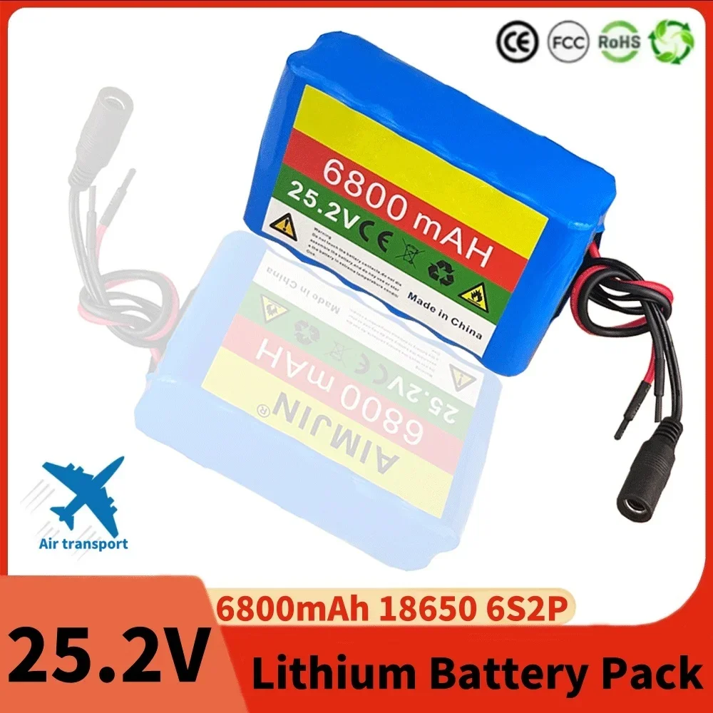 

25.2V 6S2P 6800mAh 18650 Lithium Battery Pack with BMS for Electric Bicycle Moped + 2A charger