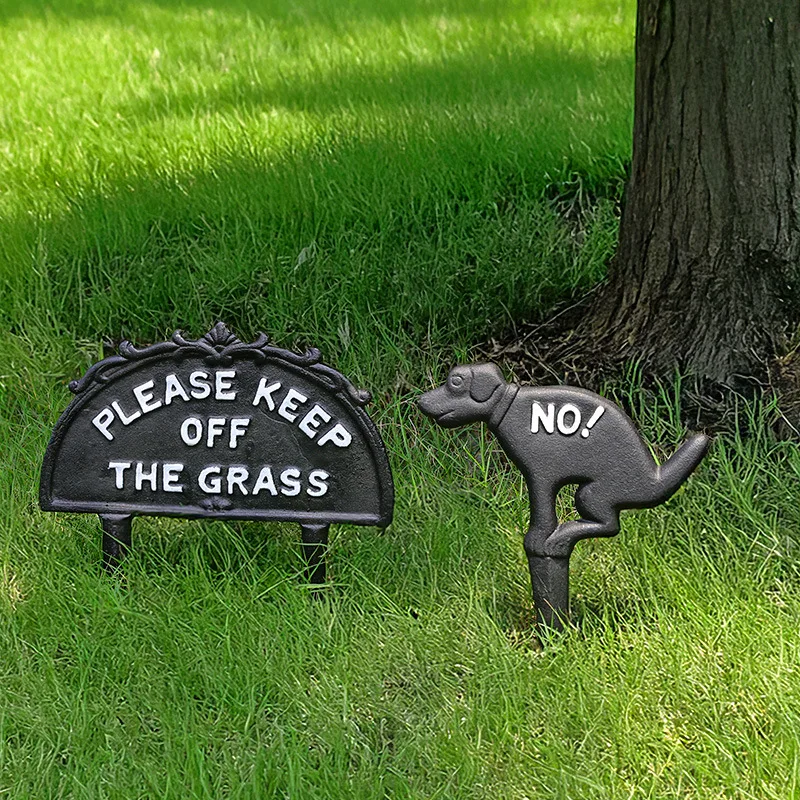 Pastoral Style Placard Cast Iron Garden Signage Iron Art Puppy Sign Lawn Horticulture Decoration Yard Lawn Signs Outdoor Decor