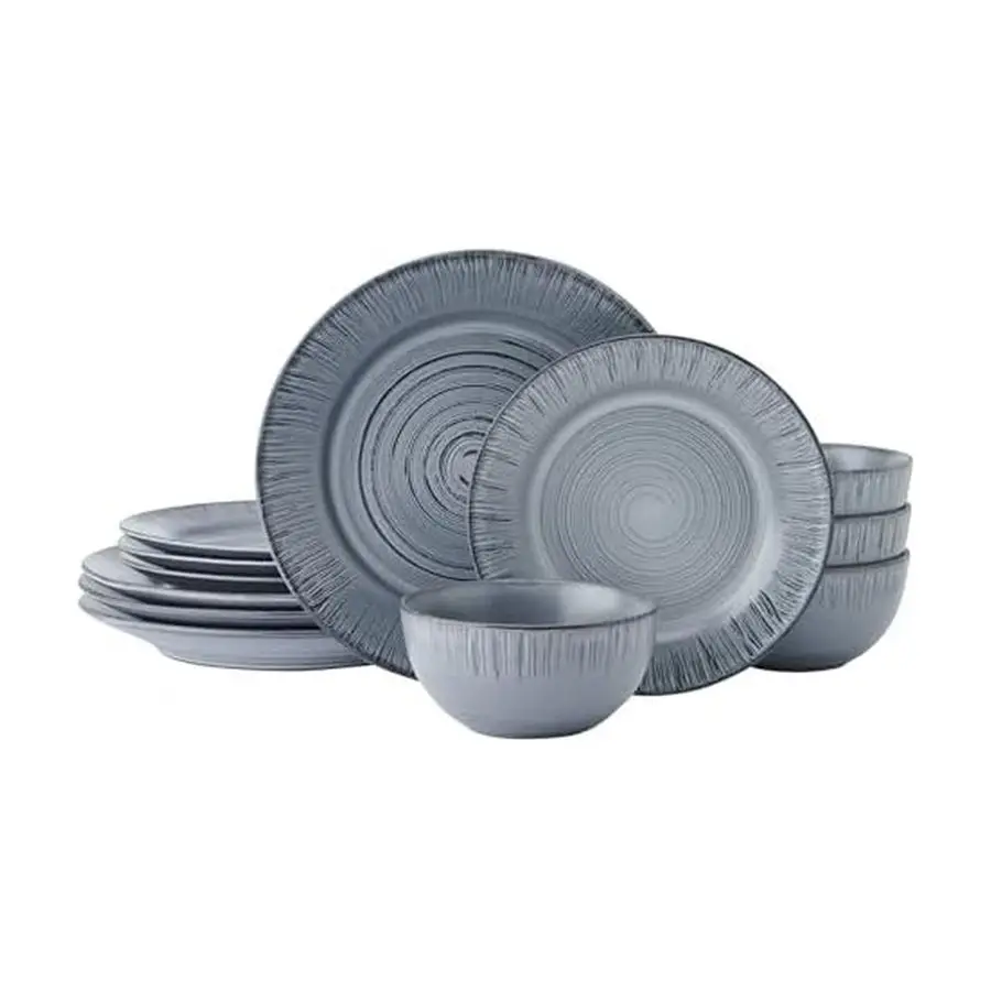 

Набор посуды Mystic из 12 предметов: тарелки и миски, на 4 персоны, синий