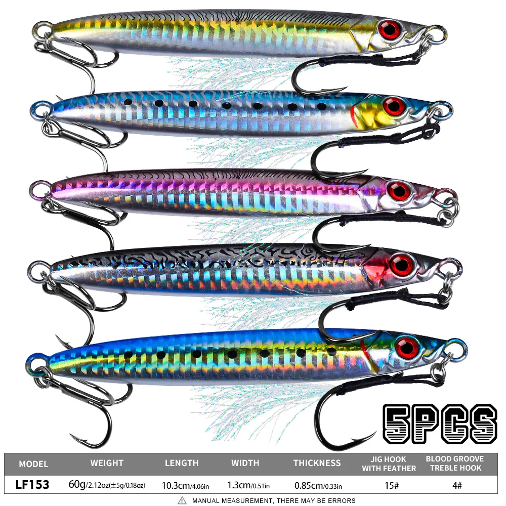 PROBEROS 5Pcs Metall Jig Köder 3D Auge Laser Popper Meer Angeln Jigs Künstliche Harte Köder Swimbait Salzwasser Angeln Köder angelgerät