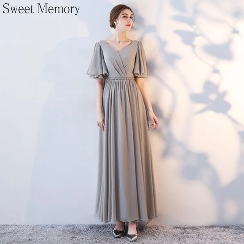 Customize Sweet Memory Chiffon Grey Bridesmaid Dresses Girls Lady Female Robe Elegant Dress Women for Wedding Party Gown