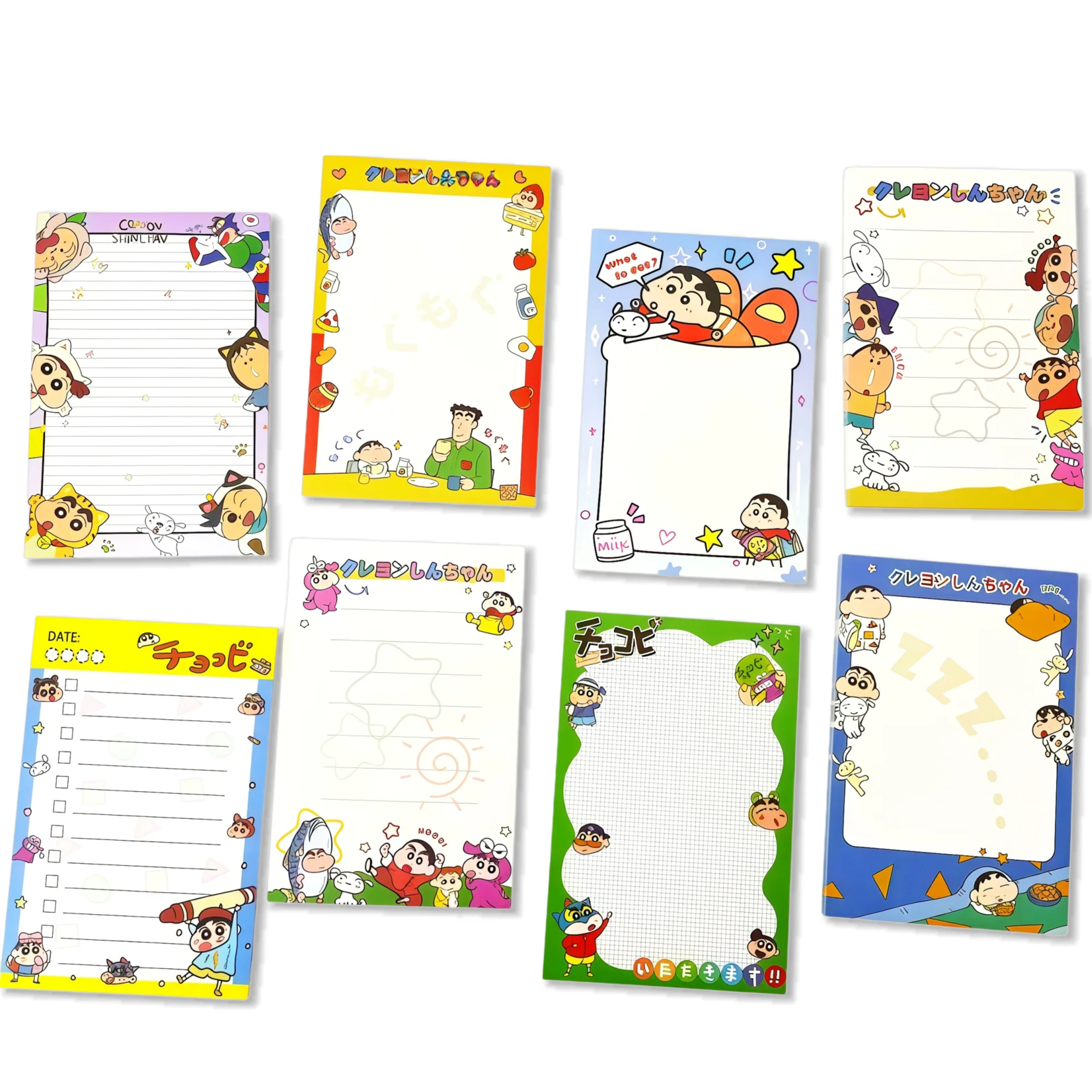 2/4/8Pcs Crayon Shin-chan Shinnosuke Notepad 7*10cm Non-Sticky Notebook Daily Student Notes Planner Stationery Gift