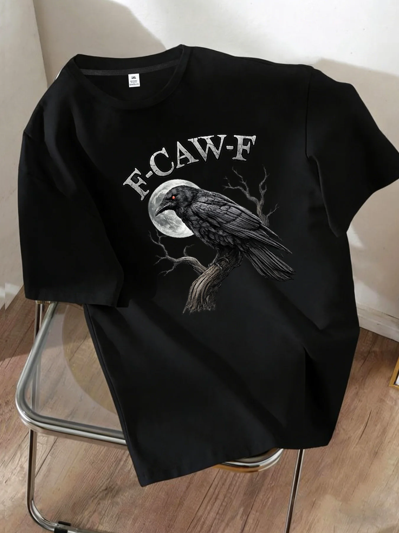 

[YJ01075] Винтажная футболка с графическим принтом Raven Moon F-CAW-F — женская футболка больших размеров с круглым вырезом, повседневная, с коротким рукавом, модная летняя футболка для жаркой погоды