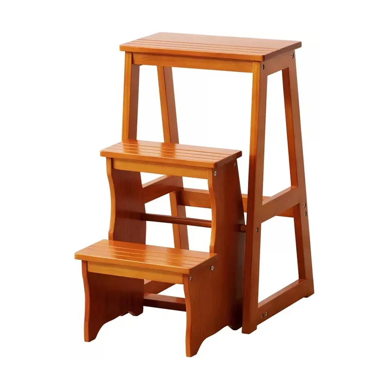 Solid Wood Folding Step Stool Home Three-step Climbing Stool Dual-purpose Ladder Chair Indoor Multi-functional Pedal Stairs