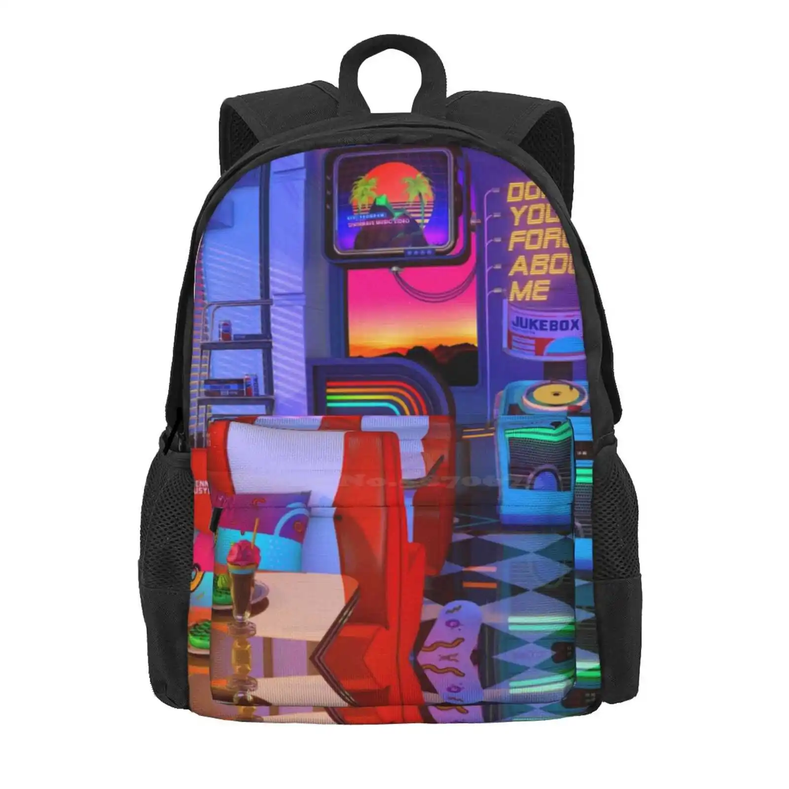 Retrowave Dine & Dream Hot Sale Schoolbag Backpack Fashion Bags Synthwave Retrowave Synthpop Rad Outrun 1980S Neon Aesthetic