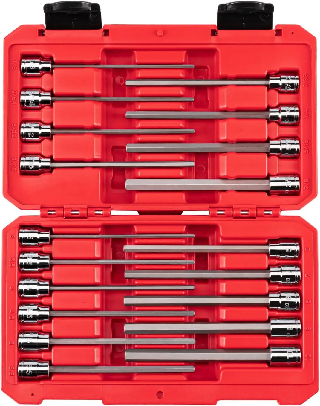 

3/8 Inch Drive Long Hex Bit Socket Set with Case, 19-Piece (1/8-3/8 in., 3-10 mm) | SHB91315