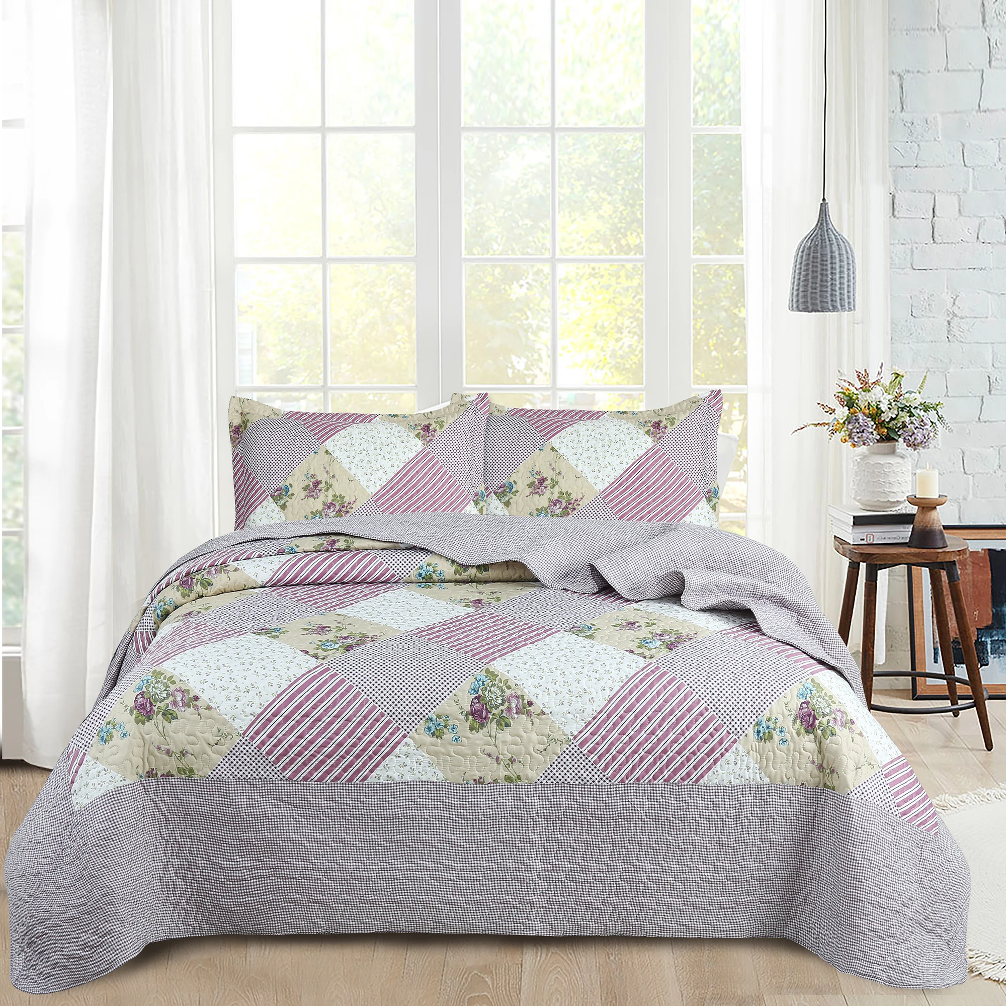 

Ruffles Flowers Embroidery Summer Quilt 1/2/3 Pcs Set Princess Quilted Bedspread Air-conditioning Blanket Comforter Bedding Set