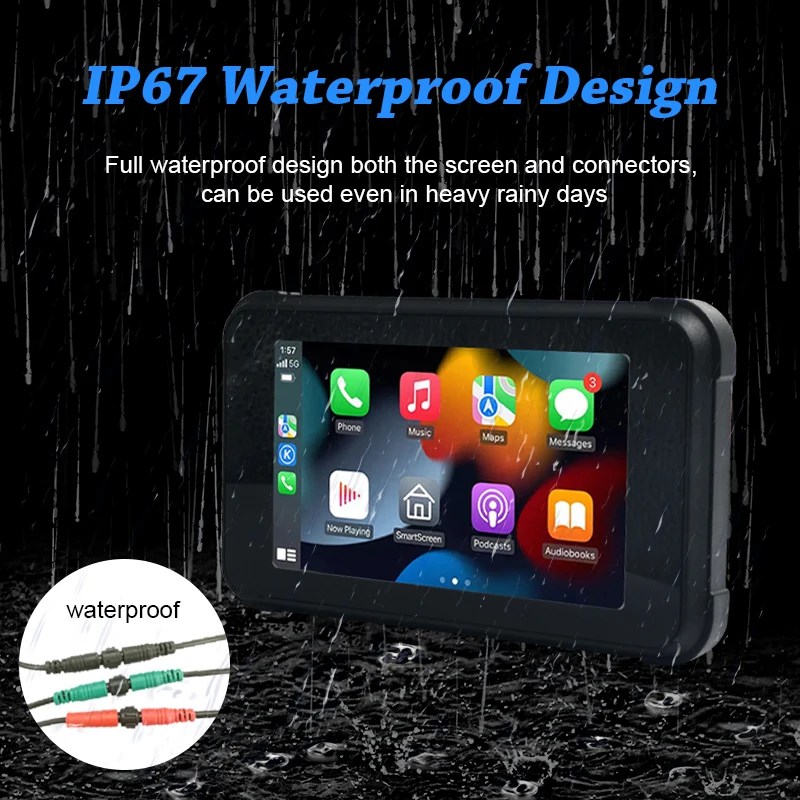 

Portable 5" IPS Touch Screen Carplay Screen For Motorcycle Wireless CarPlay Android Auto GPS Navigation For Motor