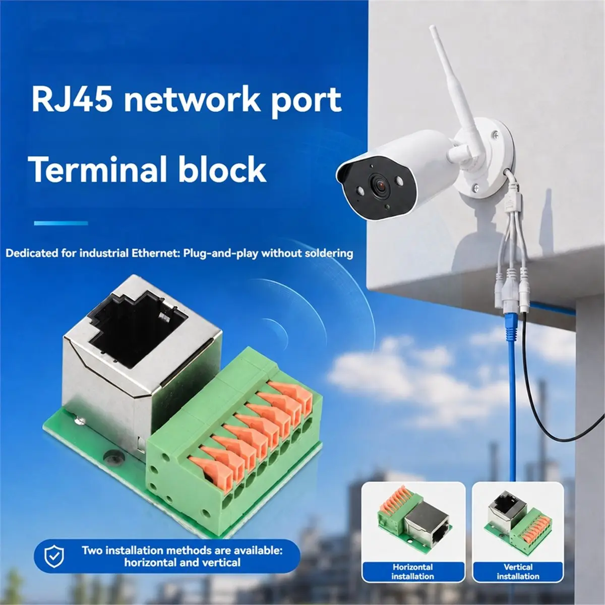 4 PCS RJ45 Network Terminal Block, 8-Pin, Tool-Free DIN Rail Mount, Cat.5e Network Socket Horizontal Terminal