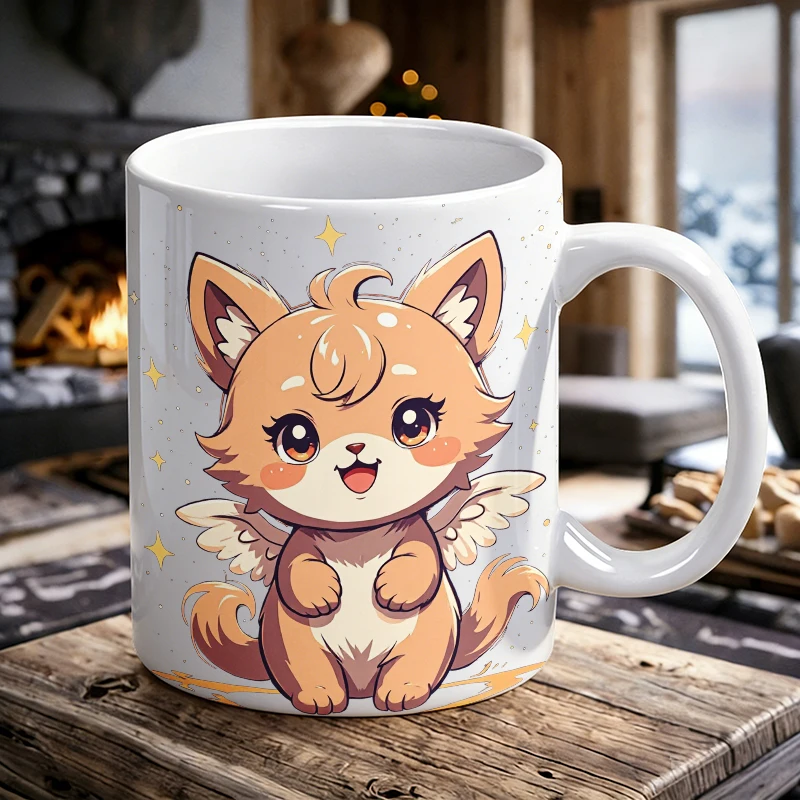 

Cup & Mug Set, Cute Wing Angel Fox Ceramic Mug, Coffee Cup, Milk Cup,Office Tea Cup,Drinking Cup,Gift for Friends,Fade-Resistant