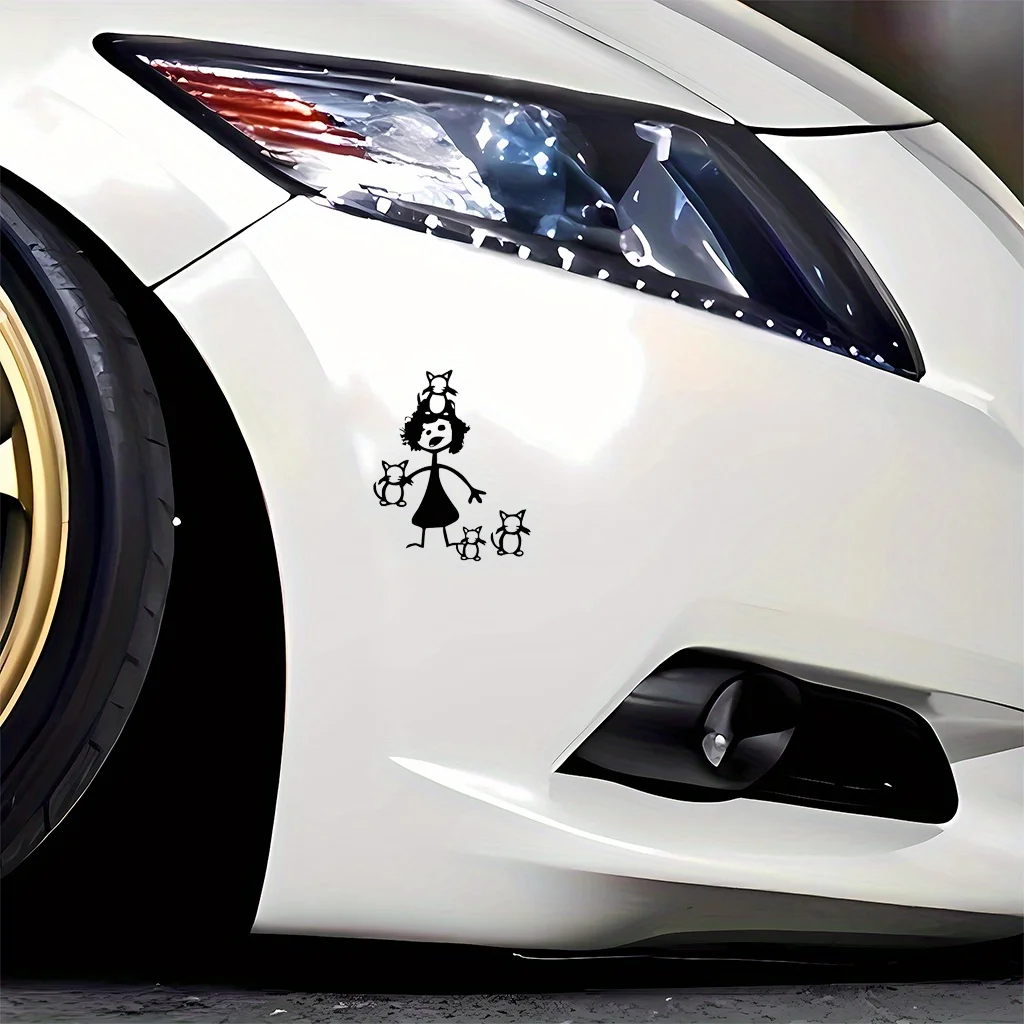 ملصق رائع للقطط والشخص، متين، لأجهزة الكمبيوتر المحمولة وزجاجات المياه والمجلات وألواح التزلج وأغطية الهاتف #4