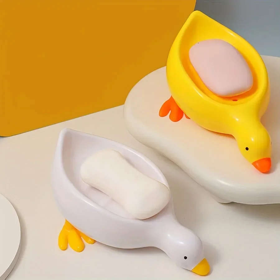 Soap Tray Self-draining Soap Rack Cute Duck-shaped Creative Rack for Shower Bathroom Kitchen Tub Sink Tray Bracket Bathroom