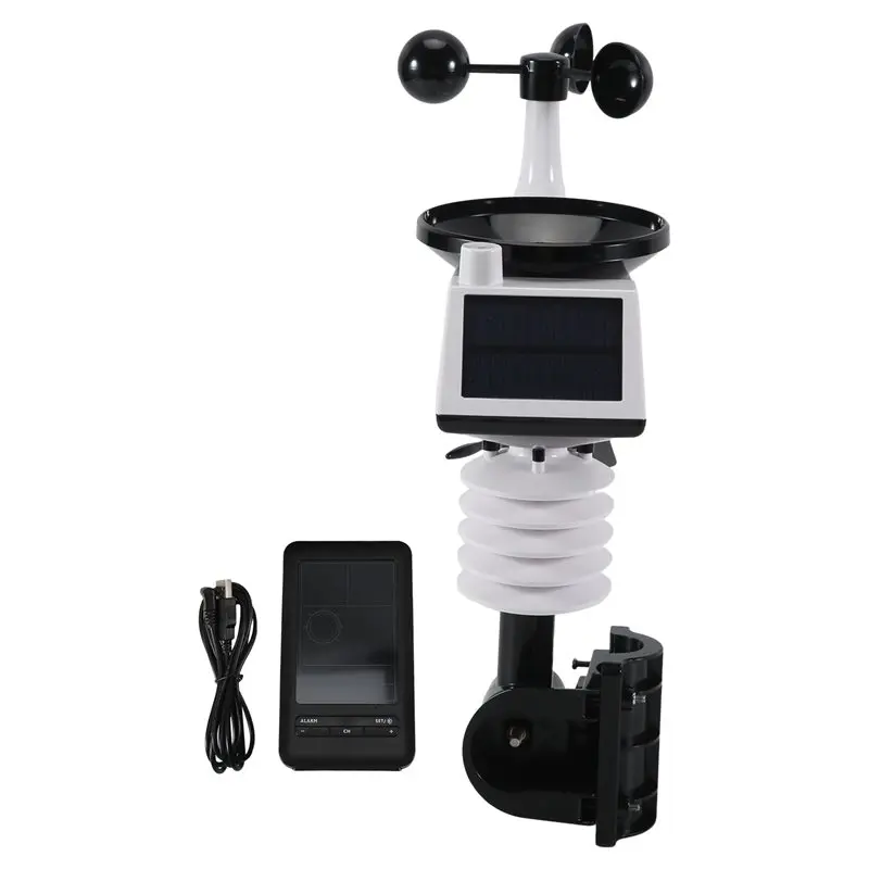 AB33-Tuya Weather Station Alarm Wifi Digital Wind Speed Direction Rainfall Light Index Air Quality Temperature Humidity Meter