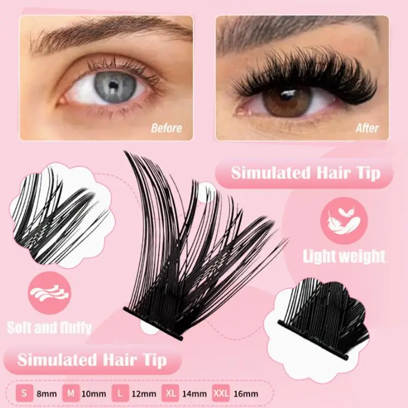 30D 40D 50D 60D 80D Soft Fluffy Natural Cluster Lash Kit Lash Segments Lightweight DIY Extension for Special Events - view 6