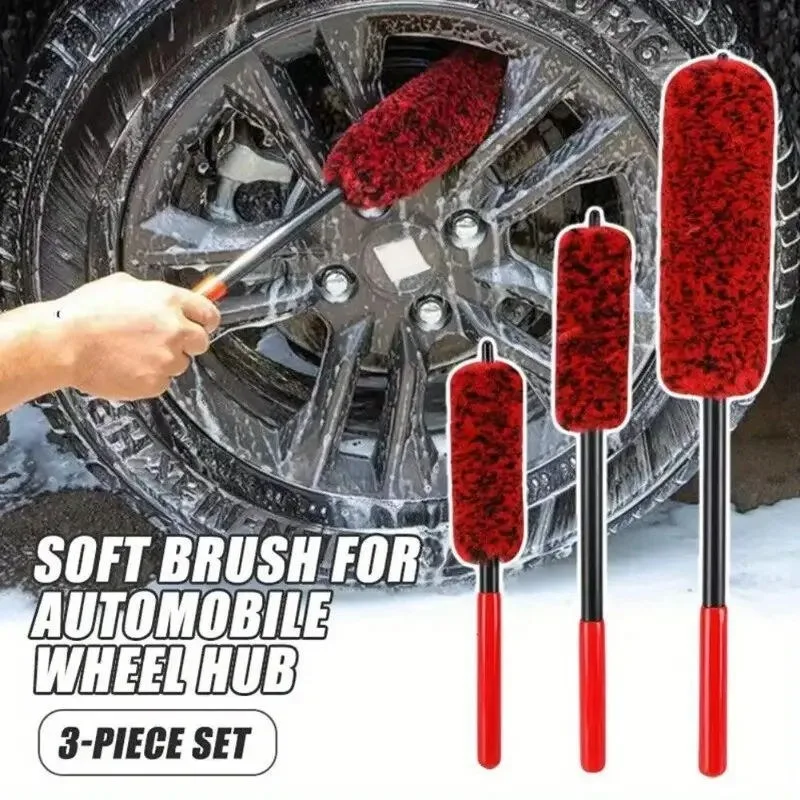 

3/1pcs Wheel Woolies Plush Soft Alloy Wheel Cleaning Brush Car Detailing Brushes for Auto Motorcycle Maintenance Care Clean Tool