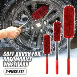 3/1pcs Wheel Woolies Plush Soft Alloy Wheel Cleaning Brush Car Detailing Brushes for Auto Motorcycle Maintenance Care Clean Tool