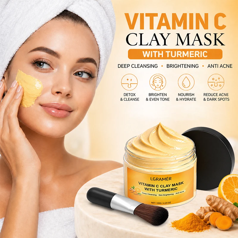 120g Kurkuma-Tonmaske, Tiefenreinigende Formel, Kontrolliert Effektiv Fettproduktion, Strafft Poren, Verbessert Glanzlosen Teint und Raue Haut