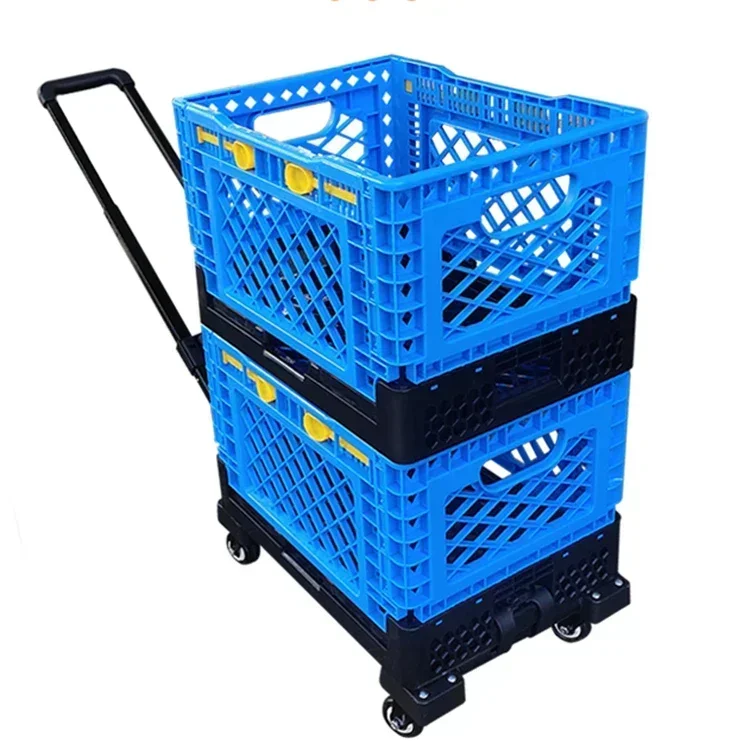 Advanced Environmental Protection Portable Multi-Functional Large Capacity Metal Folding Shopping Trolley Bag with Wheels