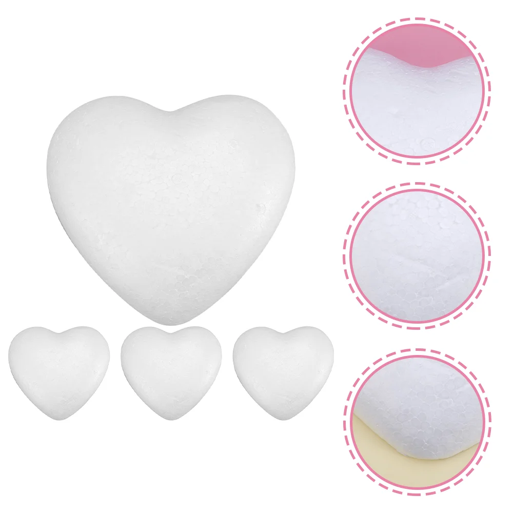 

4 Pcs White Modeling Foam Heart Craft Balls for Flower Arrangements Valentine Projects Polystyrene Decor Wedding Party