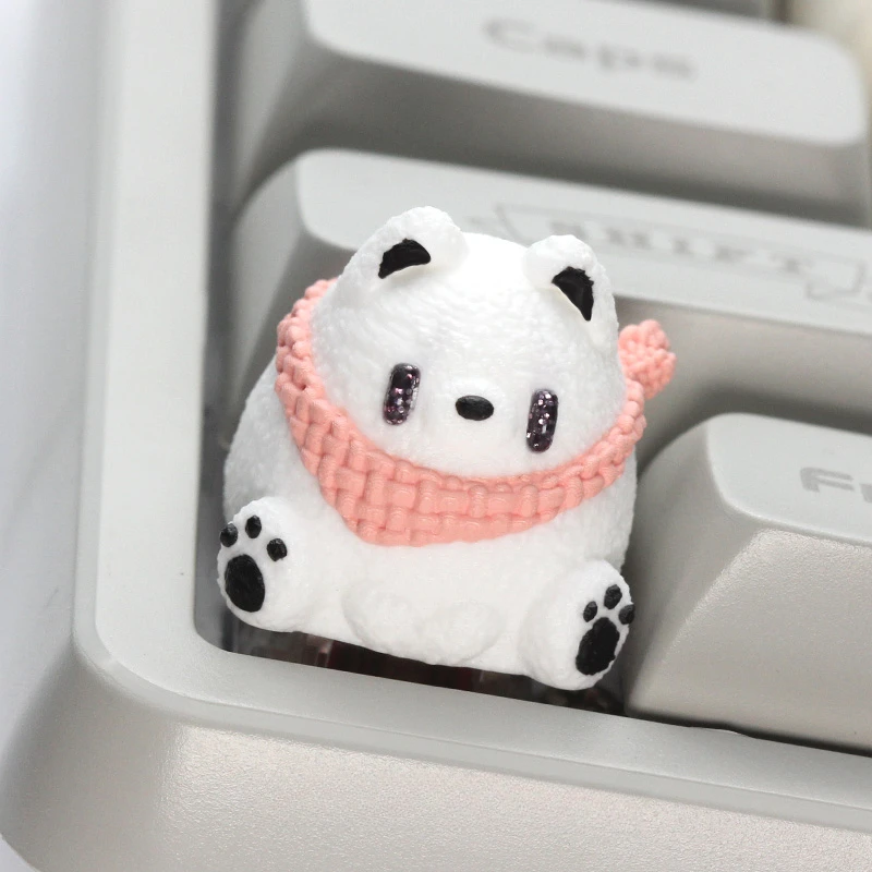 Original Cute Scarf Dog Key Cap Resin Layered Drip Gel Technology Custom Keycaps for Mechanical Keyboard Accessories Girl's Gift