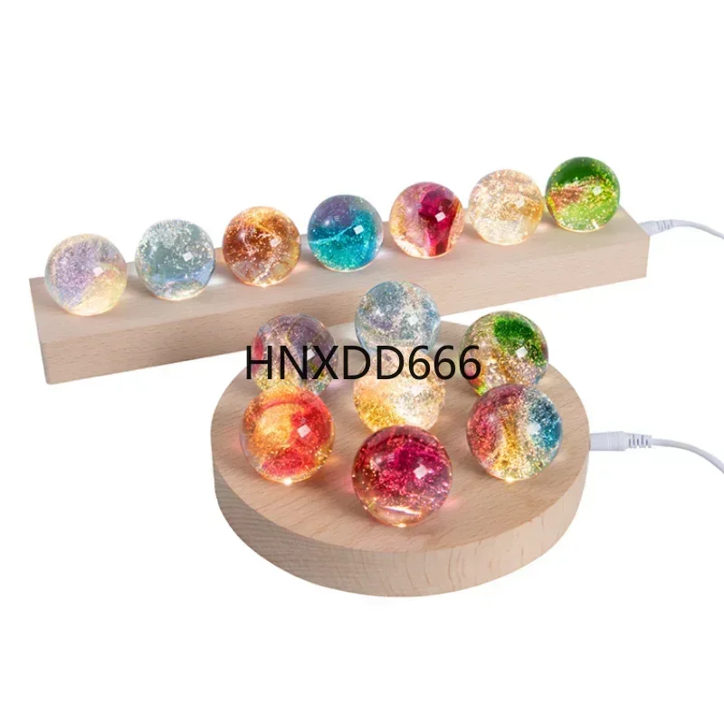 Creative Seven-color Glazed Dragon Beads Luminous Crystal Ball Birthday Gift Home Decoration Light Luxury Ornaments Sphere Stand