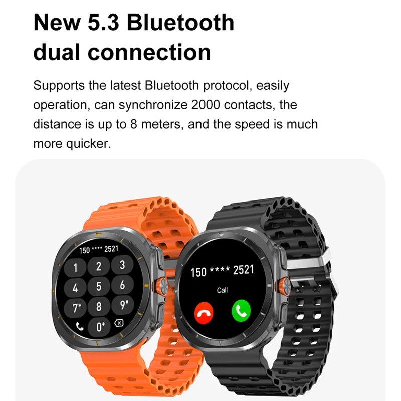 DT-reloj inteligente Ultra para hombre y mujer, dispositivo deportivo con brújula de memoria de 32GB, control del ritmo cardíaco, para ios, Android, Bluetooth y llamadas, 2024