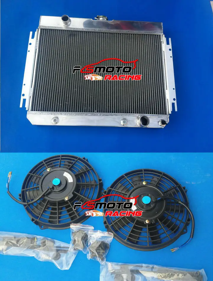 3Row 52mm Aluminum Radiator + Fans For Chevy Chevelle/El Camino  Biscayne / Impala V8  1963-1968 1964 1965 1966 1967