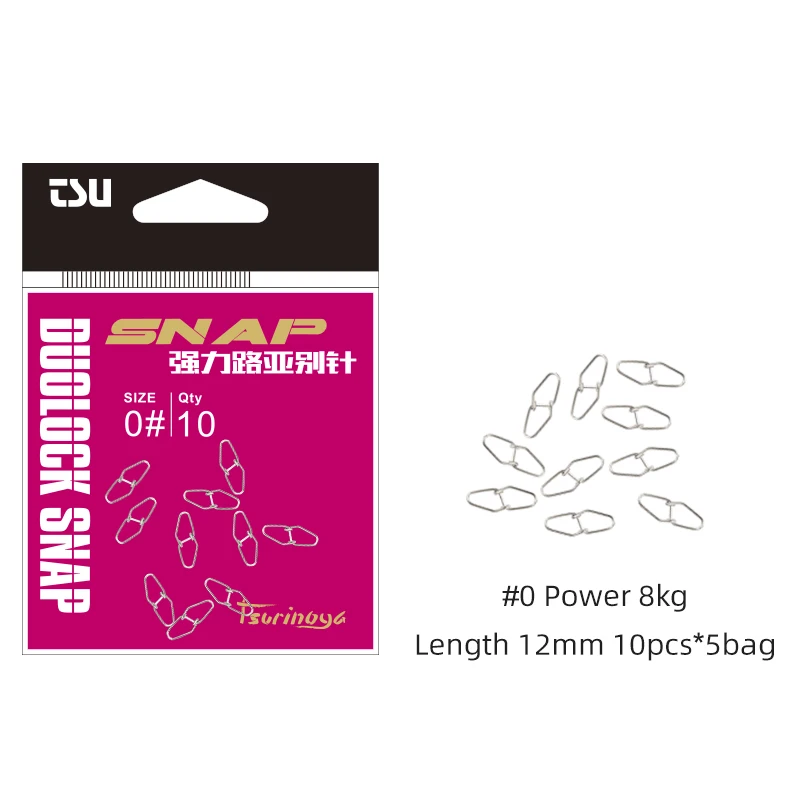 TSURINOYA 50st # 0 # 1 # 2 roestvrijstalen visconnector Snelle Clip Lock Snap Swivel Solid Rings Veiligheidssnaps Vishaakgereedschap