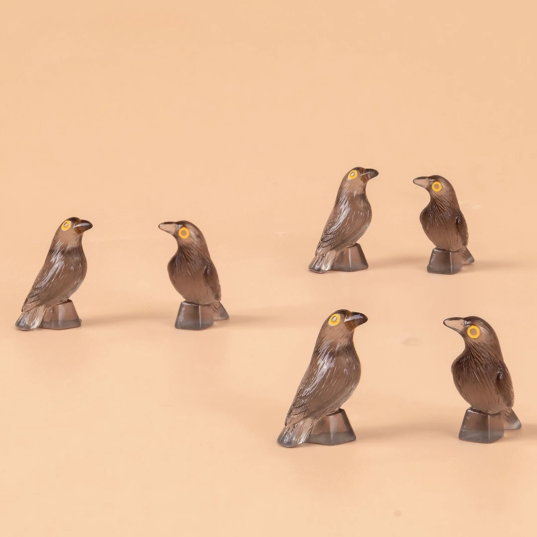 20 قطعة تماثيل الهالوين الراتنج الصغيرة مضيئة مصغرة الغربان الأسود الغراب الراتنج الغربان أرقام للمنزل هالوين المشهد ديكور #4