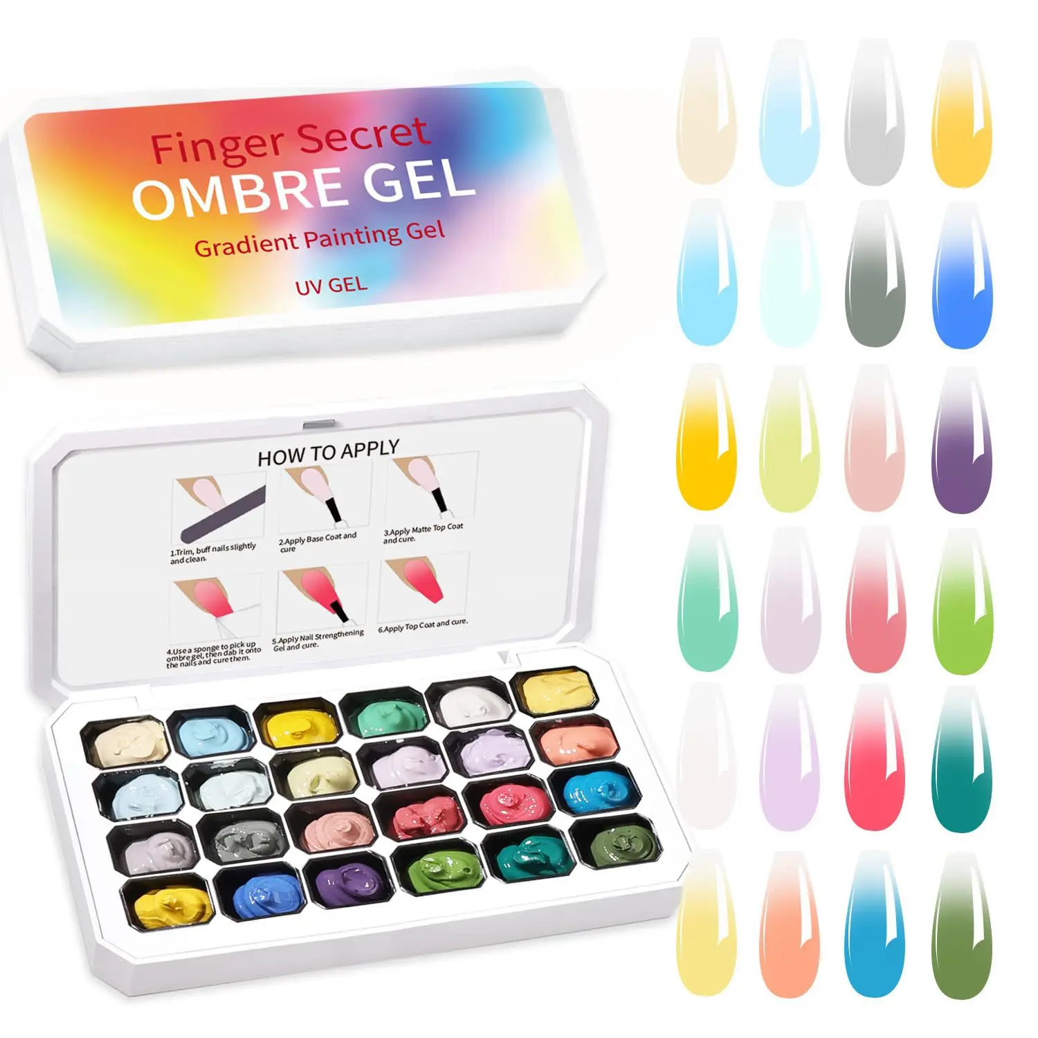 Mini 24 Grids Pat Painting Gel Nail Polish Gradient Effect Nail Art Salon Design Long-Lasting Creamy Texture Smooth Application