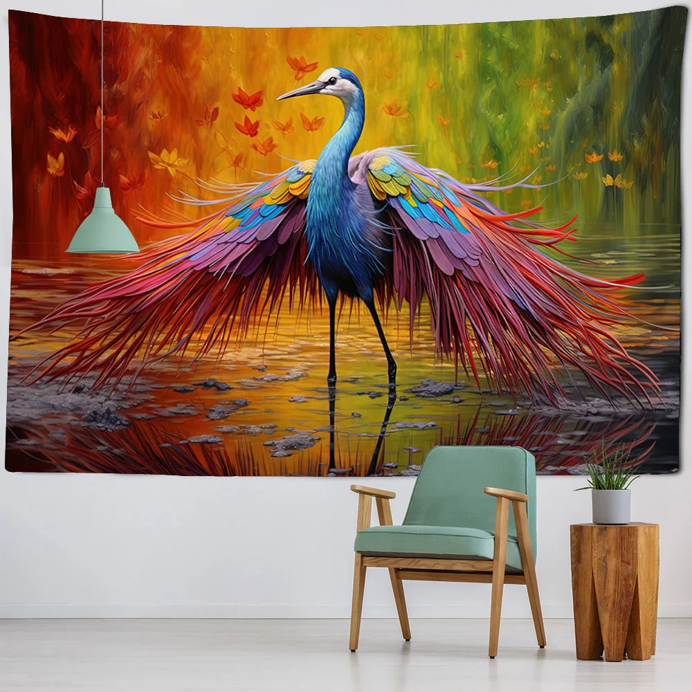 

Forest bird wings tapestry home background wall decoration poster bedroom living room wall cartoon art decoration hanging cloth