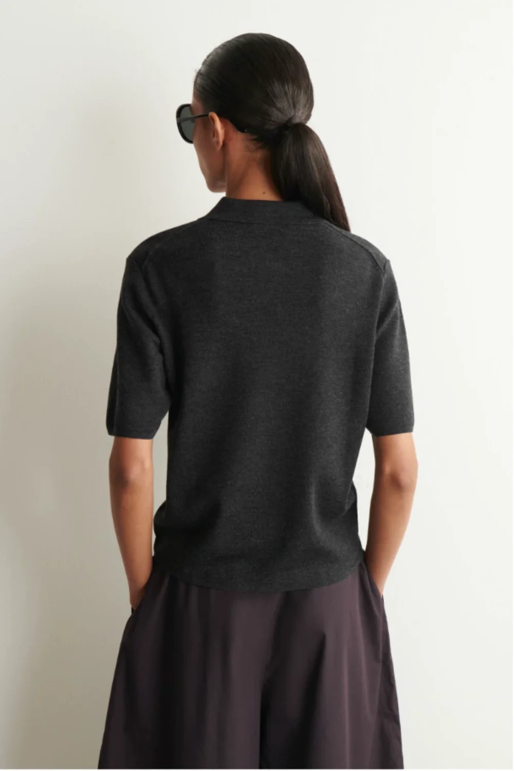 XIMIAN APPAREL 2026 YAZHIMEI cos autumn new style of women's casual Standard style wool-blend short-sleeved knitted polo shirt