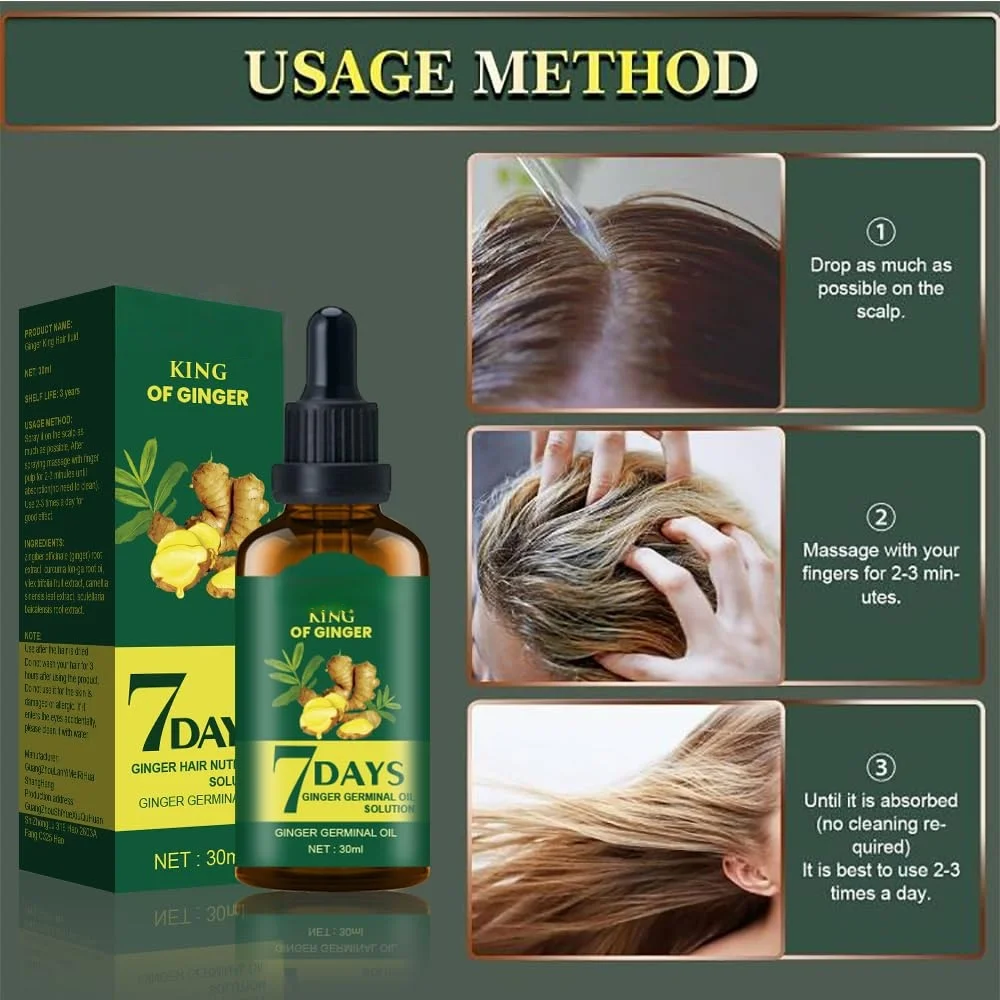 Hair Growth Oil Ginger Biotin Serum Natural Hair Loss Treatment for Men Women Thicker Hair Repair Scalp Care Essential Oil Set - view 6