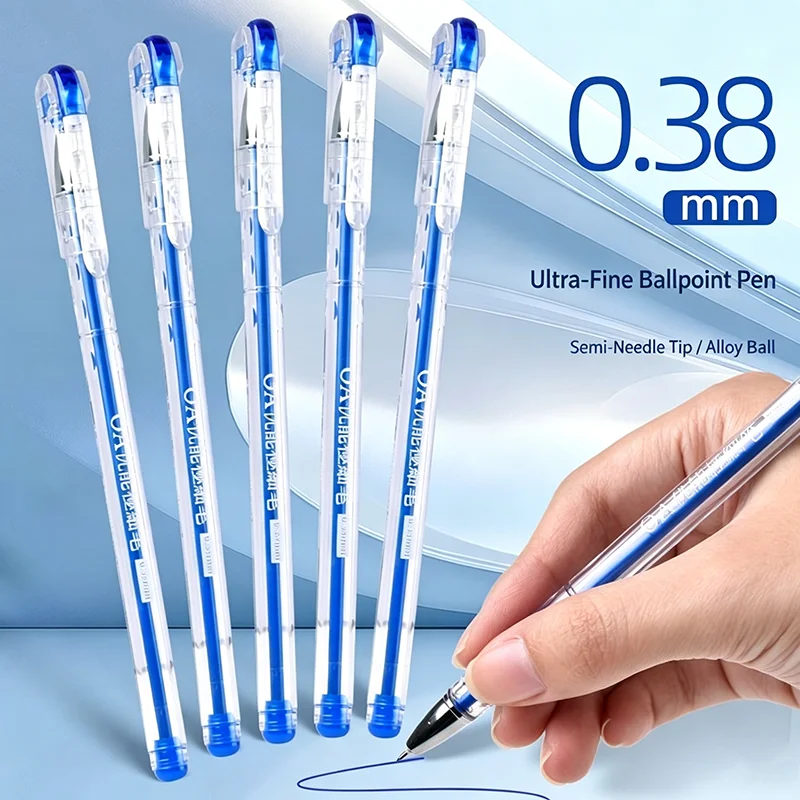 0,38 mm Kugelschreiber mit feiner Spitze – blaue Tinte, geschmeidiges Schreiben, Kappenverschluss, einziehbares Design für Büro, Prüfungen, Journaling, Alltag