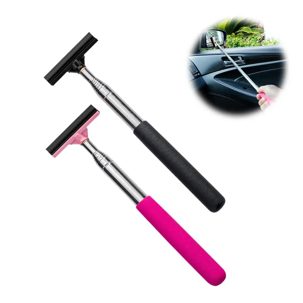 Limpiaparabrisas de espejo retrovisor de coche, limpieza telescópica de 98cm de largo, limpiaparabrisas de mano, mango de espejo, herramienta, cepillo de limpieza de vidrio X7I5