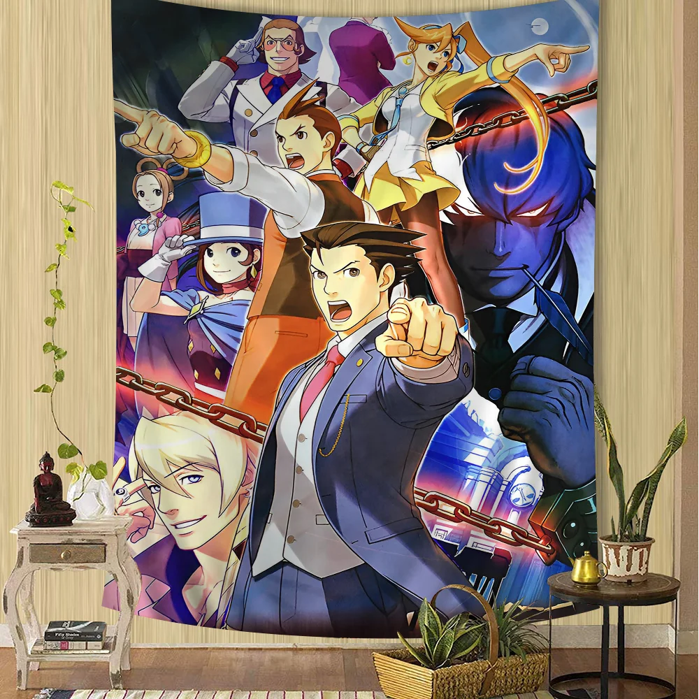 Ace Attorney Anime Colorful Tapestry Wall Hanging Bohemian Wall Tapestries Mandala Wall Art Decor