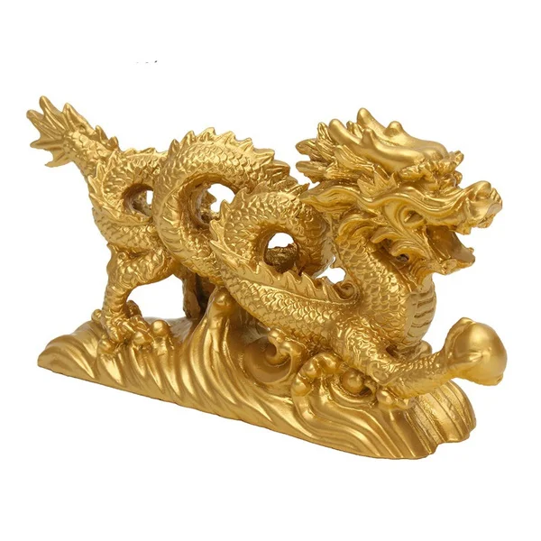 

Classic 6.3" Chinese Geomancy Gold Dragon Figurine Statue Ornaments for Luck and Success Decoration Home Craft